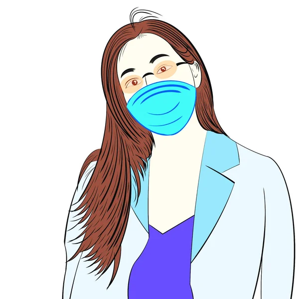 Hand Draw Cartoon Character Wearing Hygienic Mask Creative Illustration Progress — Stock Photo, Image