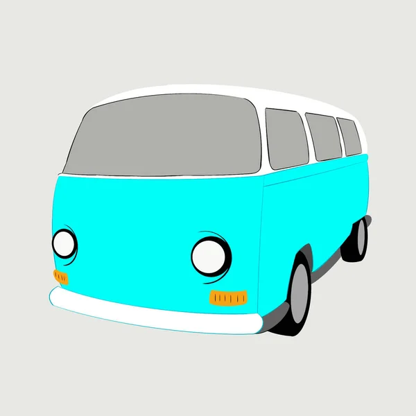 Hand drawing of cartoon Van vehicle on over white background,free space for your text design. Creative with illustration progress.