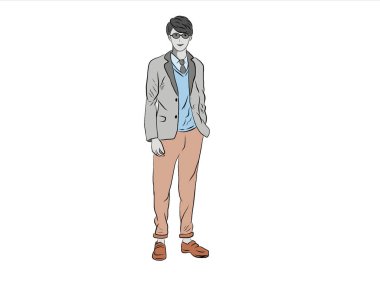 Beyaz arka plan üzerinde izole karikatür adam