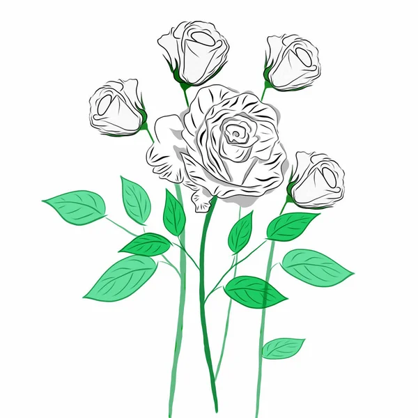 Vector Illustration Hand Drawn Flowers — Stock Photo, Image