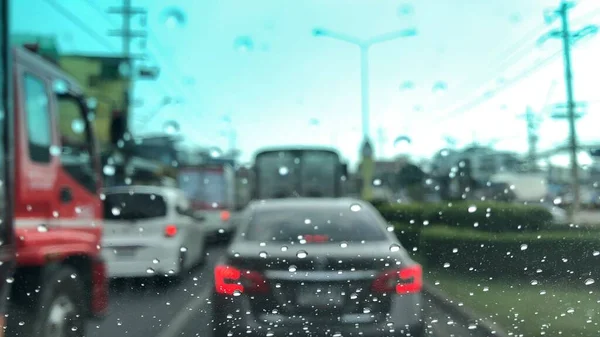 Rain Droplets Glass Window Background — Stockfoto