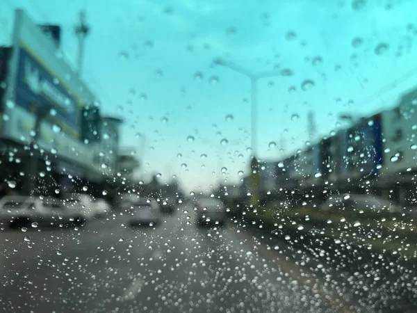 Σταγονίδια Βροχής Φόντο Παραθύρου Γυαλιού — Φωτογραφία Αρχείου