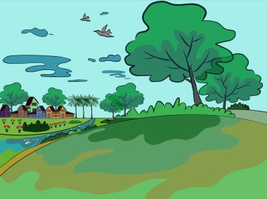 vector illustration of the river.