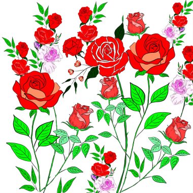 Çiçekler ve yapraklarla kusursuz desen