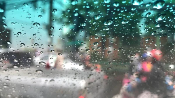 Gotas Lluvia Sobre Fondo Ventana Vidrio —  Fotos de Stock