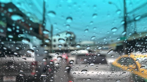 Rain Droplets Glass Window Background — ストック写真