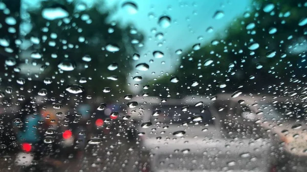 Gotas Lluvia Sobre Fondo Ventana Vidrio — Foto de Stock