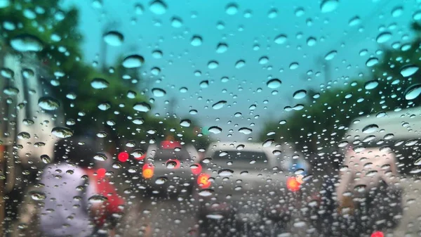 rain droplets on glass window background