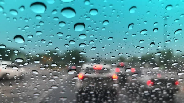 Regentropfen Auf Glasfensterhintergrund — Stockfoto