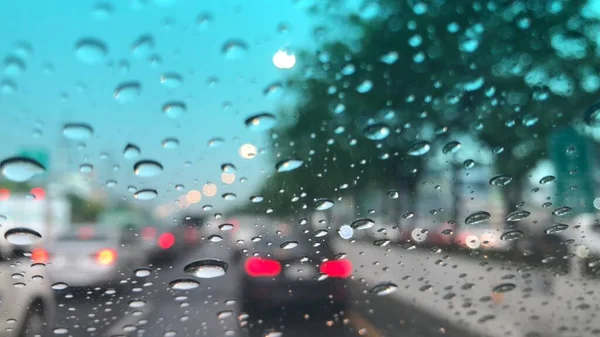 Gotas Lluvia Sobre Fondo Ventana Vidrio — Foto de Stock