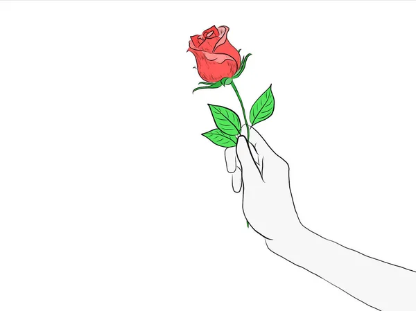 Mano Disegnato Icona Del Fiore Rosa — Foto Stock