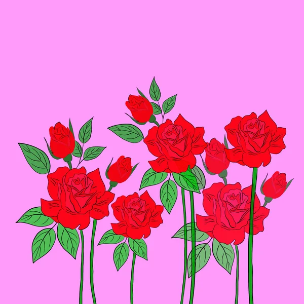Άνευ Ραφής Διάνυσμα Μοτίβο Τριαντάφυλλα Και Φύλλα — Φωτογραφία Αρχείου