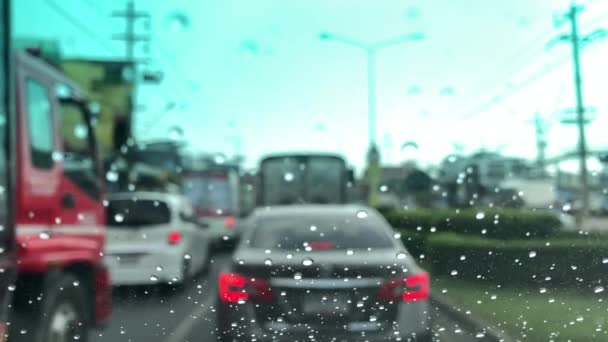 Atmosfera Traffico Sulla Strada Città Guidare Auto Sulla Strada Come — Video Stock