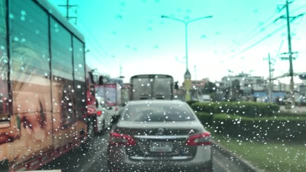 Atmosphère Circulation Sur Route Dans Ville Conduire Une Voiture Dans — Video