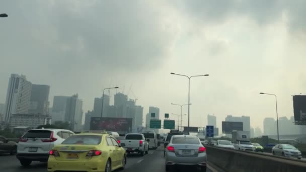 Atmosfera Tráfego Estrada Cidade Carro Carro Rua Como Poluição Fumaça — Vídeo de Stock