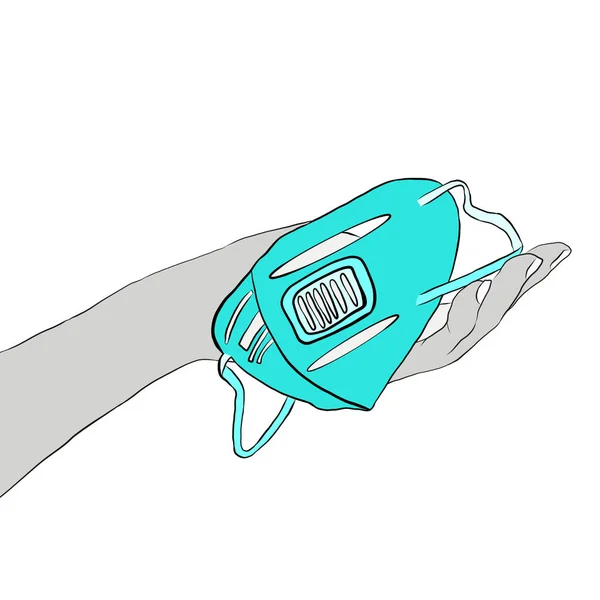 Conceito Impedido Covid Mão Máscara Higiene Humana Segurança Mão Desenhada — Fotografia de Stock