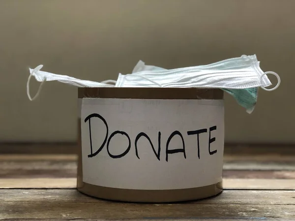 Donation Prevented Virus Covid Concept Donate Box Has Hygienic Medical — Stock Photo, Image