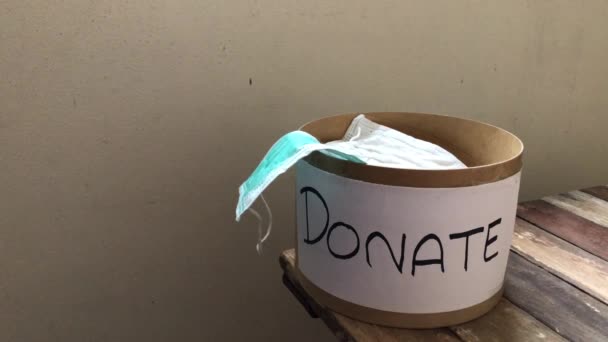 Donation Prevented Virus Covid Concept Donate Box Has Hygienic Medical — Stock Video