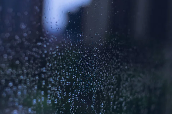 Desfocado Foco Gota Chuva Janela Vidro Temporada Monções Com Fundo — Fotografia de Stock