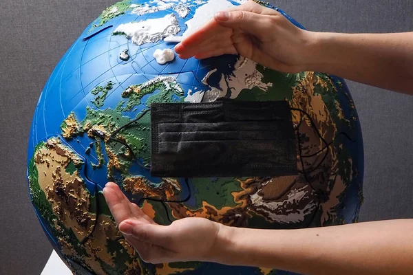 World Hands Man Globe Hands — Stock Photo, Image