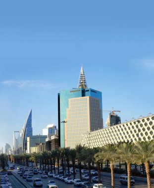 January 25, 2017 - Riyadh, Saudi Arabia: King Fahad Road during peak hours. Cars build up a traffic jam along the city's popular landmarks such as the national library. clipart
