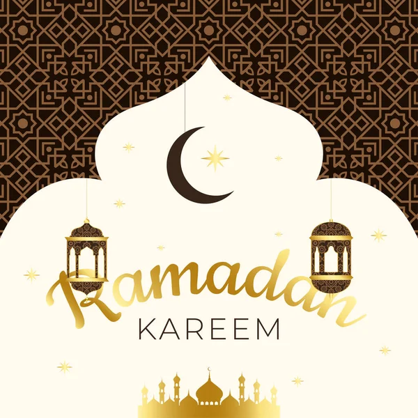 Ramadan Islamico Kareem Sfondo Con Motivo Dorato — Vettoriale Stock