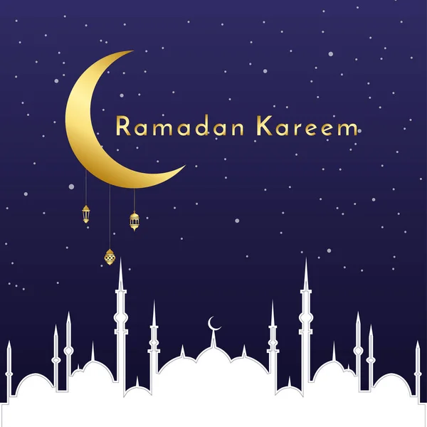 Indah Ramadhan Islam Kareem Latar Belakang Dengan Masjid - Stok Vektor