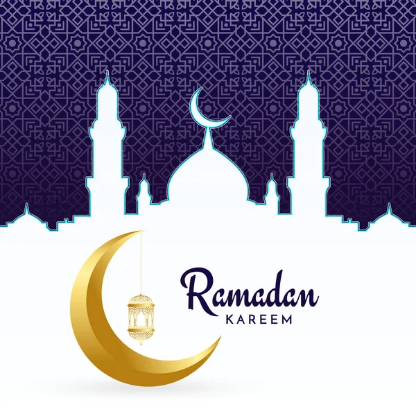 Elegante Sfondo Islamico Ramadan Kareem Con Luna Dorata Lanterna — Vettoriale Stock