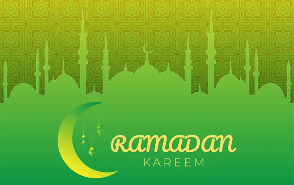 Ramadan Kareem Piatto Sfondo Con Modello Islamico Moschea — Vettoriale Stock