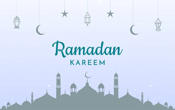 Elegante Sfondo Ramadan Kareem Con Ornamento Islamico Design Piatto — Vettoriale Stock