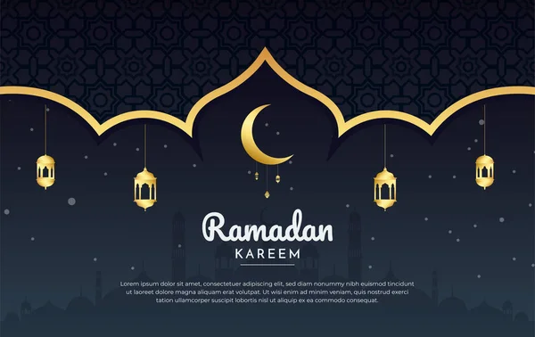 Luxury Ramadan Kareem Background Golden Lantern Moon — Stock Vector