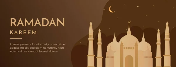 Bandeira Ramadan Kareem Com Design Estilo Plano Estilo Árabe Com — Vetor de Stock