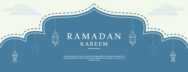 Όμορφη Ramadan Kareem Banner Ισλαμικό Στυλ Διακόσμησης Σχεδιασμός Αραβικό Στυλ — Διανυσματικό Αρχείο