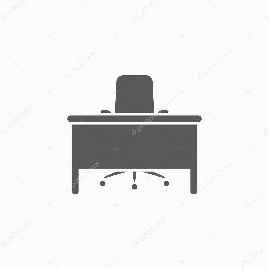 table and chair icon, office icon, office supplies vector, work illustration