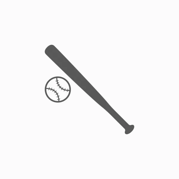 Иконка бейсбольной битой и мячом, спортивный вектор, иллюстрация лиги — стоковый вектор