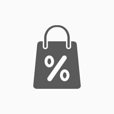 Alışveriş çantası indirim simgesi, çanta simgesi, alışveriş vektörü, indirimli illüstrasyon