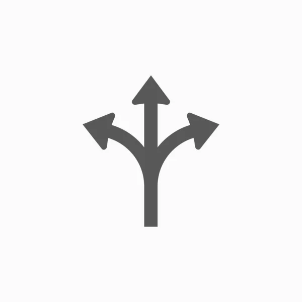 Three way direction arrow icon, road sign illustration, direction icon, arrow vector — 스톡 벡터