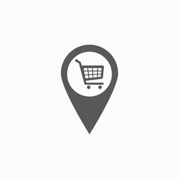 Shopping Cart Pin Icon Map Vector Pin Icon Direction Illustration — Stock Vector