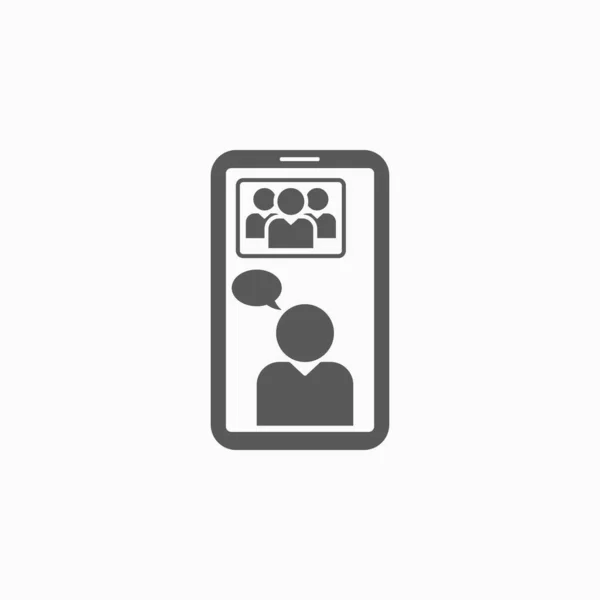 Icona Smart Phone Conferenza Online Vettore Videochiamata — Vettoriale Stock