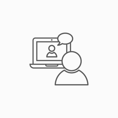 video konferans simgesi, görüntülü sohbet vektörü, görüntü çağrısı illüstrasyonu