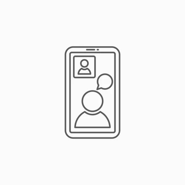 Иконка Смартфона Онлайн Конференции Вектор Видеозвонка — стоковый вектор