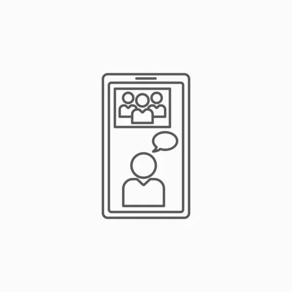Иконка Смартфона Онлайн Конференции Вектор Видеозвонка — стоковый вектор