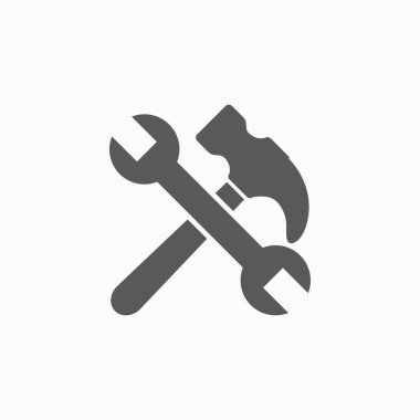 Çekiç ve anahtar simgesi, araç vektörü, illüstrasyonu düzelt