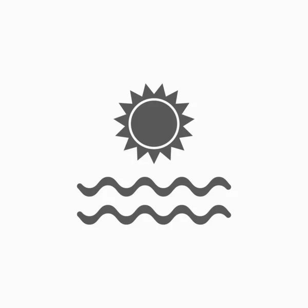 Sun Sea Icon Beach Vector Nature Illustration — Stock Vector