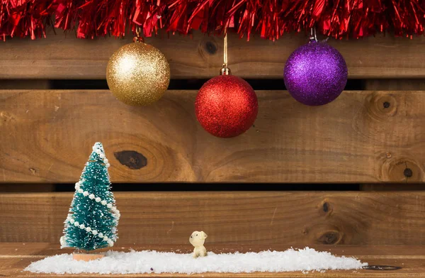 Dog looking Christmas tree — Stock Photo, Image