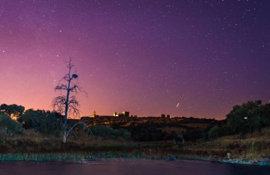 Alqueva lake near Monsaraz village in the night, Portugal clipart