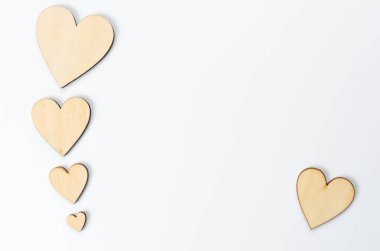 Kopya alanı ile ahşap dekoratif Kalpler