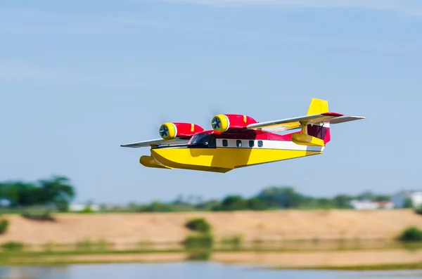 Radio controlled model hydroplane  flying