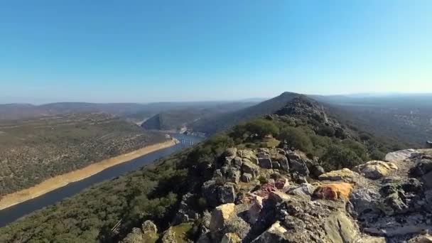 Panoramik Monfrague Milli Park Alanında Caceres Extremadura Spain — Stok video