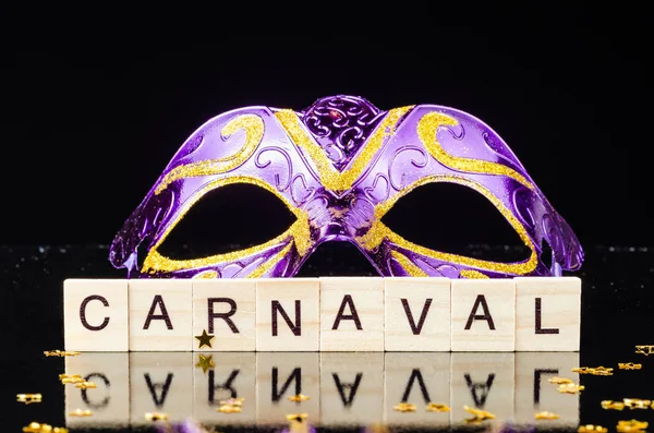 Karnevalsmaske Mit Holztext Carnaval — Stockfoto
